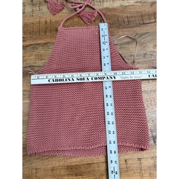 525 AMERICA Born in BKLYN Terracotta Tan Boho Knit Tassle Tie Halter Top XS Beac - Picture 10 of 13
